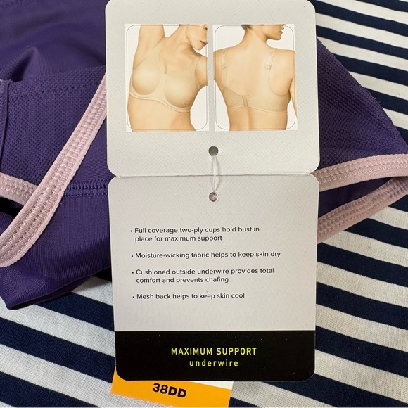 Women's Wacoal Purple Underwire Sports Bra 38DD - Picture 12 of 12